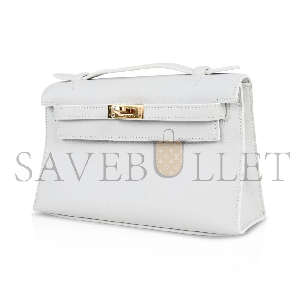 HERMÈS MASTER KELLY GENERATION SWIFT MILKSHAKE PLATINUM SILVER BUCKLE (22*14*7cm)